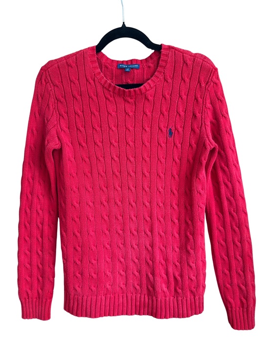 Ralph Lauren Sweaters - Vintage Ralph Lauren Red Cable Knit 100% Cotton Sweater – Small